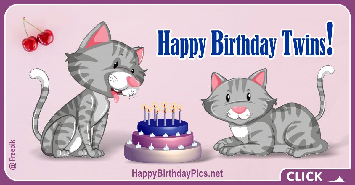 Happy Birthday Twin Kittens Card Equivalents