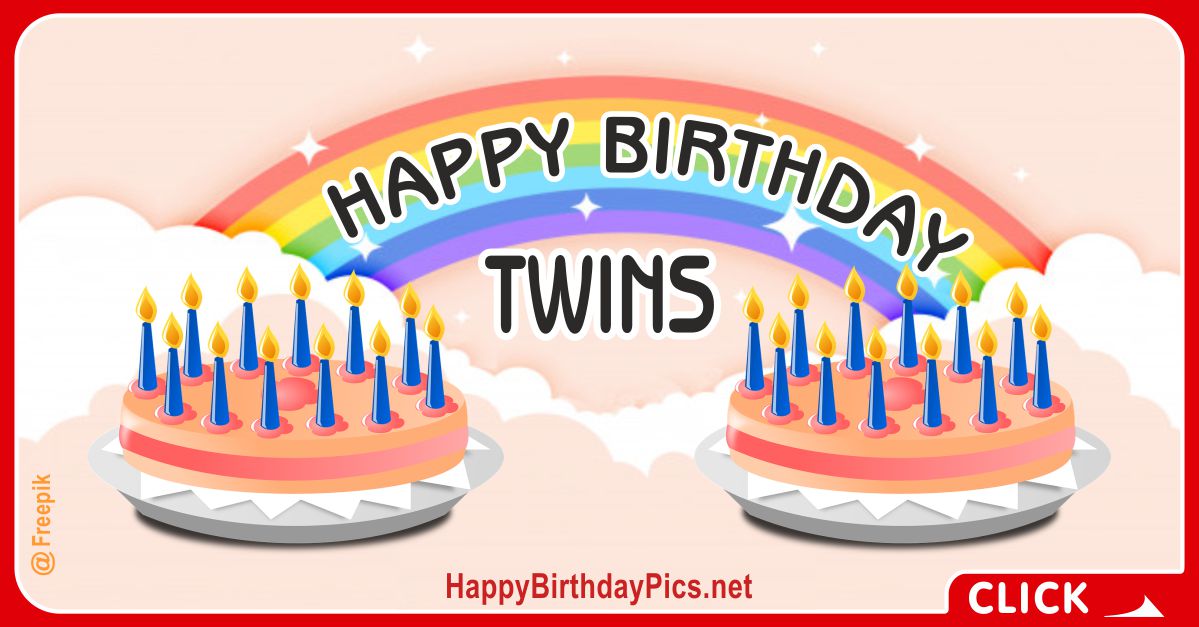Happy Birthday with Twin Rainbow Cakes Card Equivalents