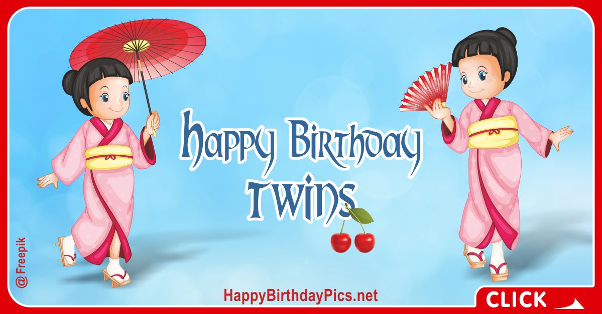 Happy Birthday Twins in Japanese Style Card Equivalents