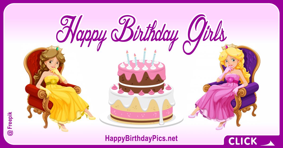 Happy Birthday to Twin Princesses Card Equivalents