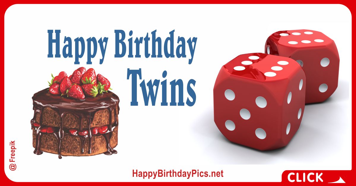 Happy Birthday Double Dice Twins Card Equivalents