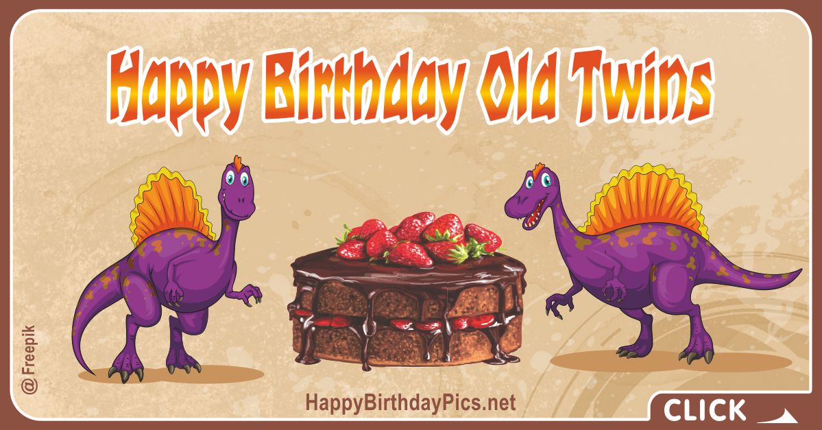 Happy Birthday Old Twin Dinosaurs Card Equivalents
