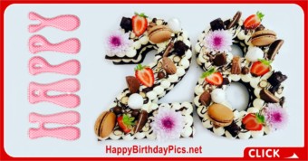 Happy 28th Birthday Snacks Cake