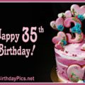 Happy 35th Birthday with Pearls Rubies