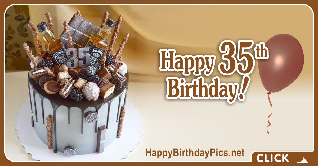 Happy 35th Birthday with Chocolate and Whiskey Card Equivalents