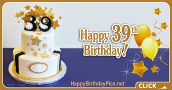 Happy 39th Birthday with Gold Stars