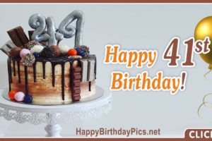 Happy 41st Birthday with Silver Letters