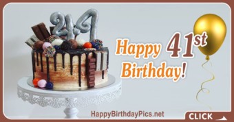 Happy 41st Birthday with Silver Letters