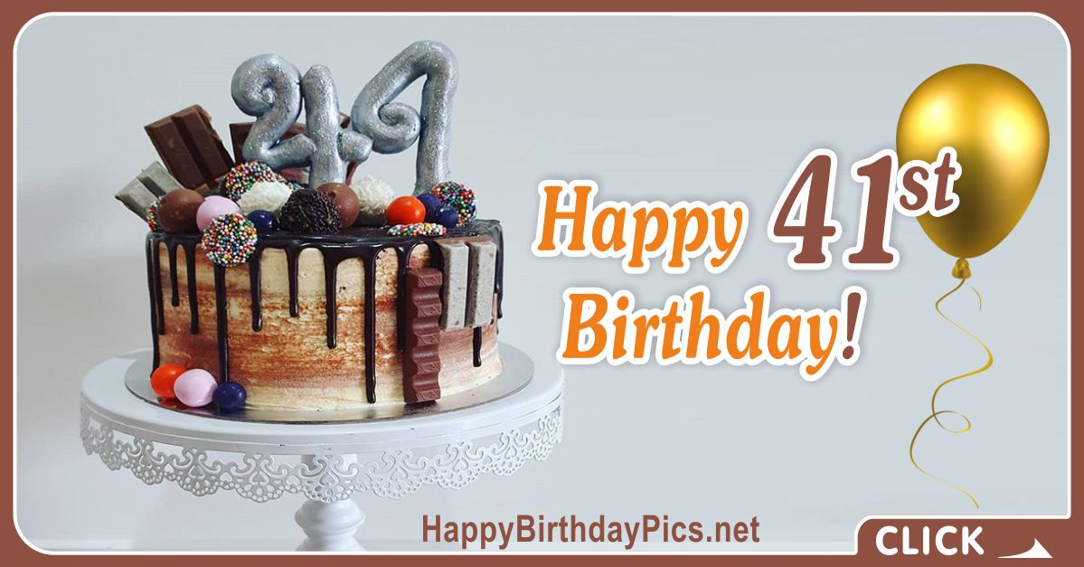 Happy 41st Birthday with Silver Letters Card Equivalents