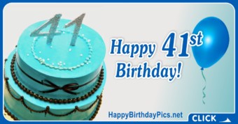 Happy 41st Birthday in Blue Silver