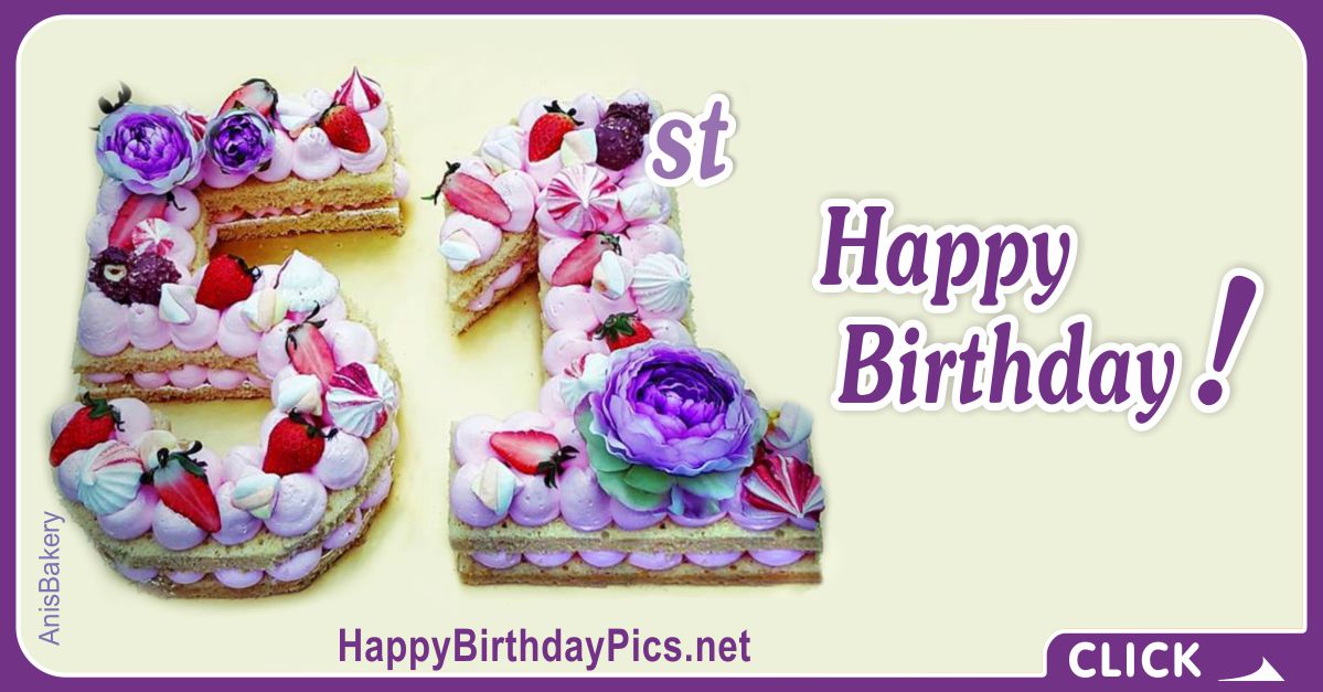 Happy 51st Birthday Video with Number Cakes Card Equivalents