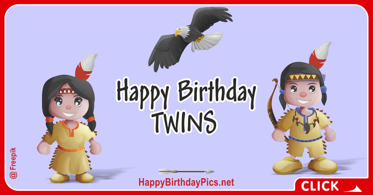 Happy Birthday Native American Twins Card Equivalents