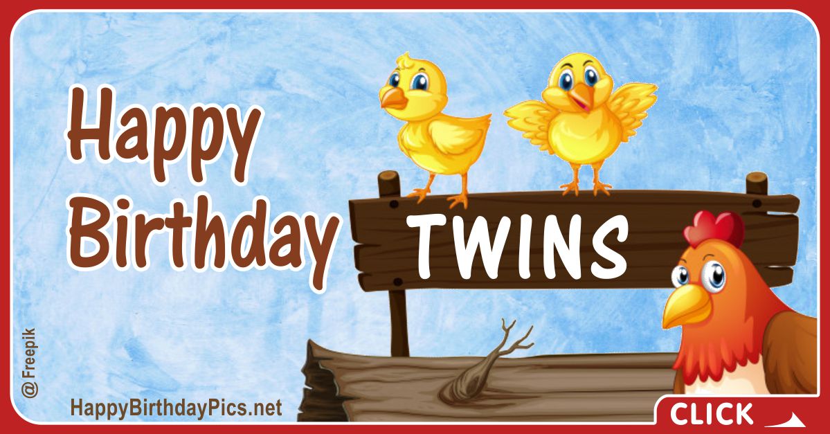 Happy Birthday Twin Chicks Card Equivalents