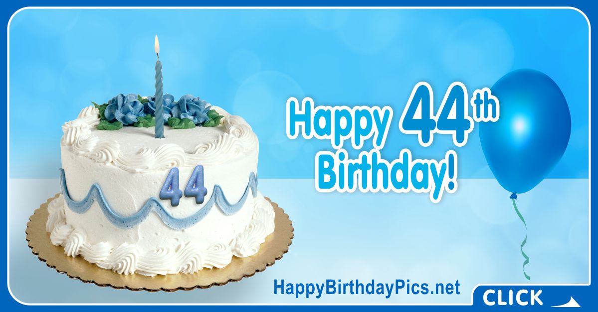 Happy 44th Birthday with Blue Ornaments Card Equivalents