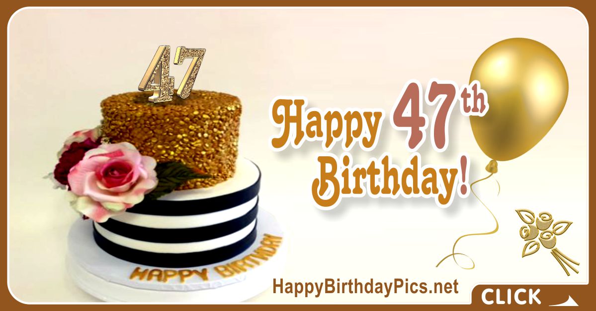 Happy 47th Birthday with Golden Ornaments Card Equivalents