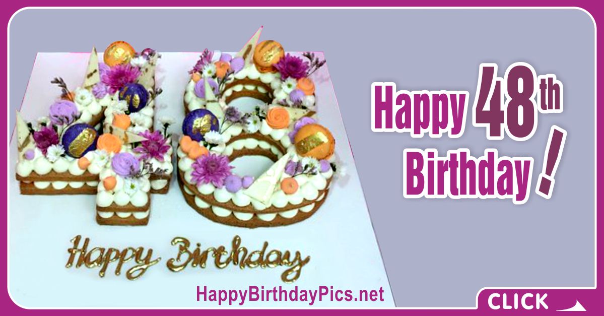 Happy 48th Birthday with Golden Words Card Equivalents