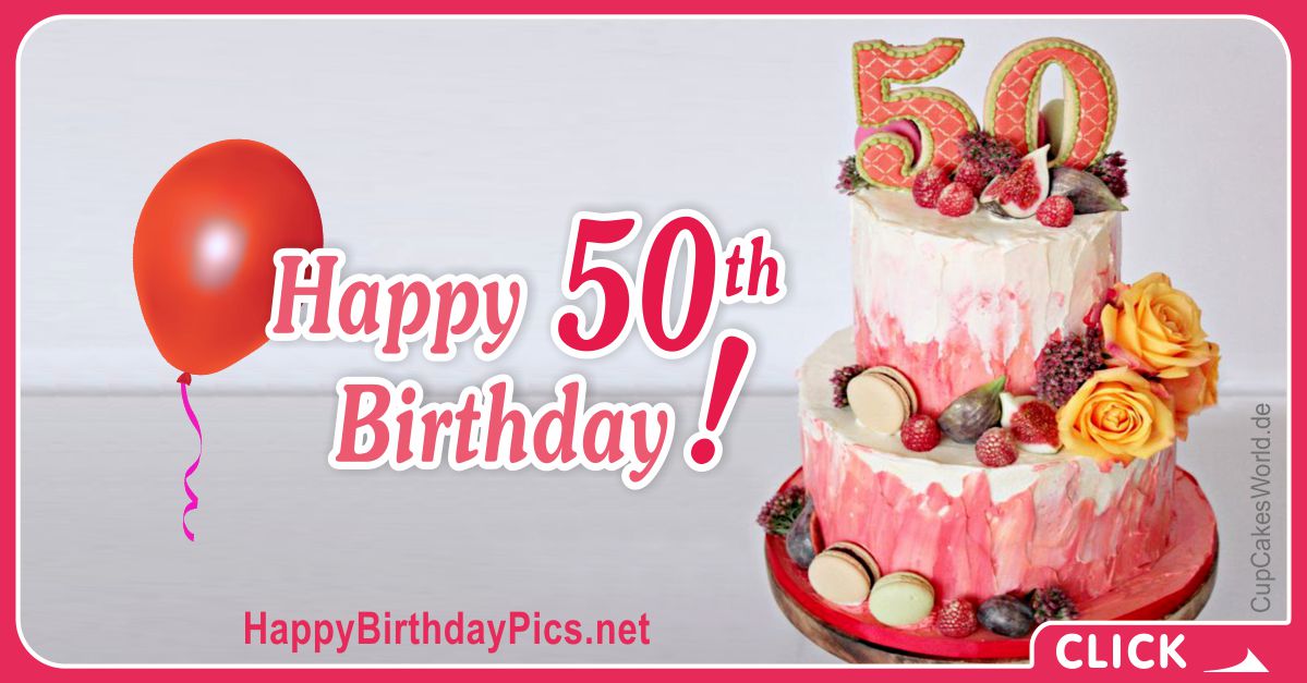 Happy 50th Birthday with Fig Cake Decoration Card Equivalents