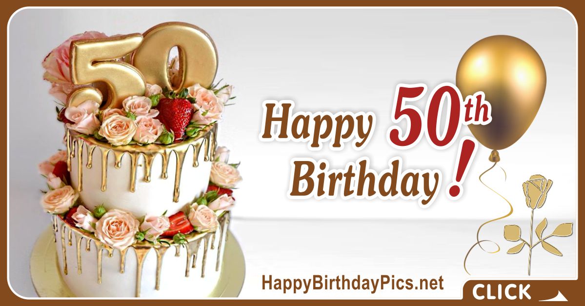 Happy 50th Birthday with Liquid Gold Stream Card Equivalents