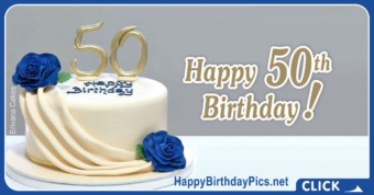 Happy 50th Birthday with Blue Roses
