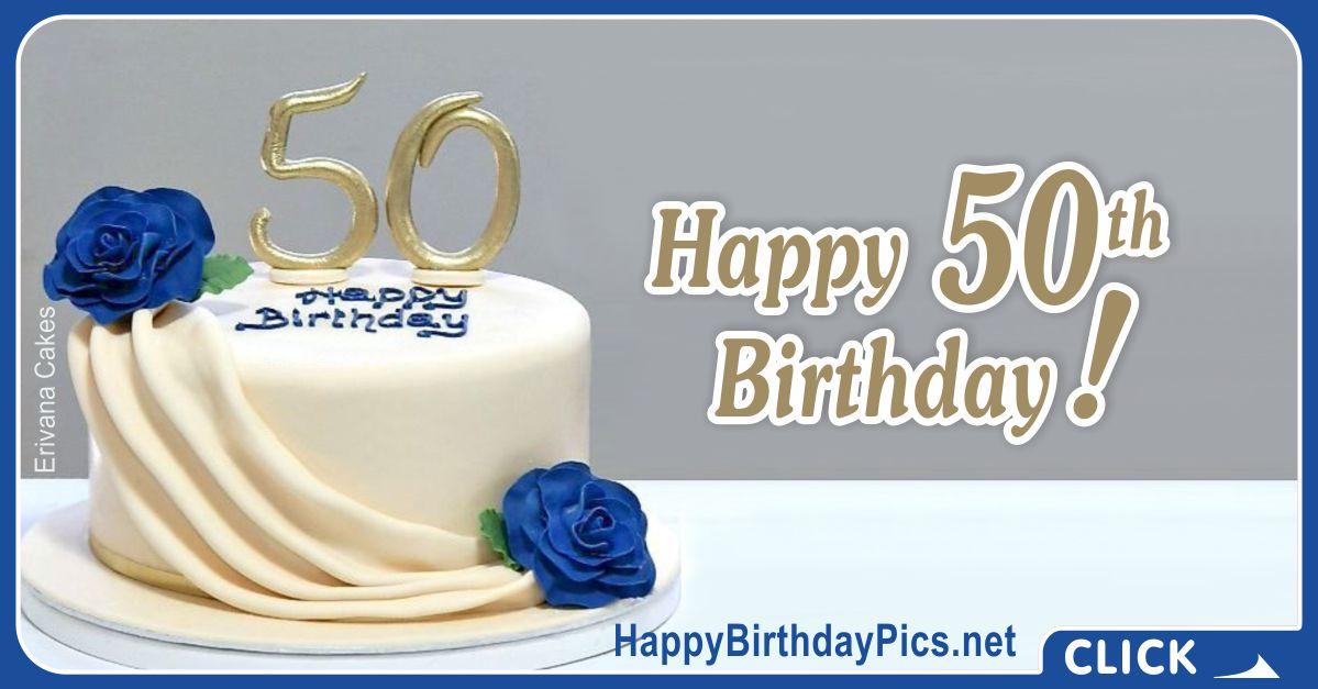 Happy 50th Birthday with Blue Roses Card Equivalents