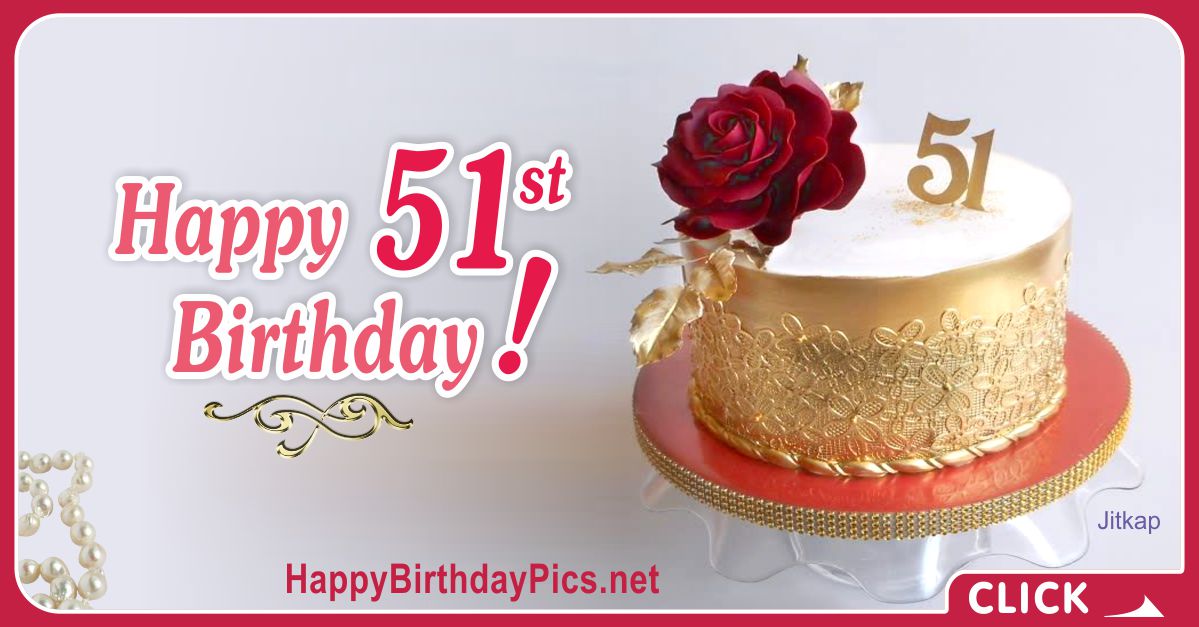 Happy 51st Birthday with Golden Lace Card Equivalents