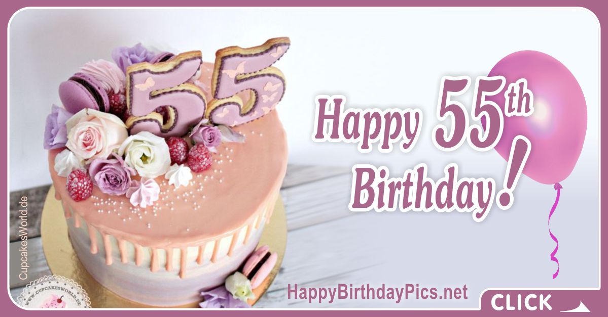 Happy 55th Birthday with Purple Design Card Equivalents