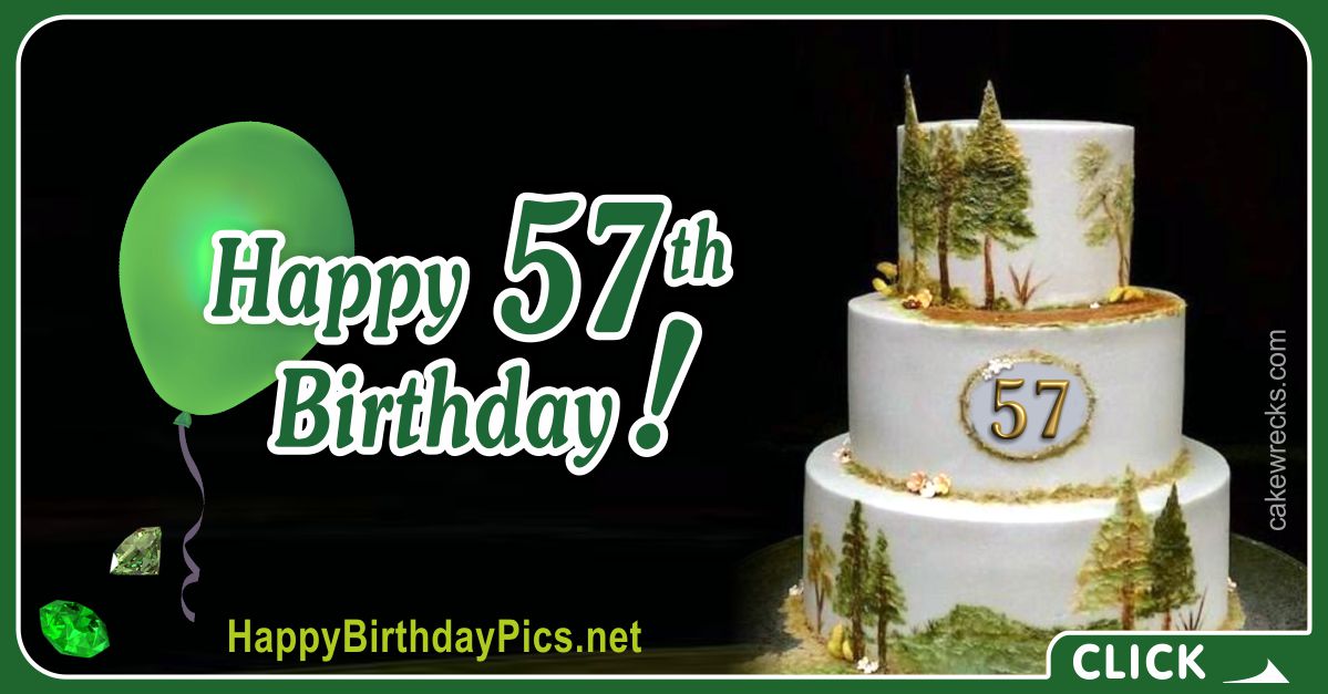 Happy 57th Birthday with Green Emerald Cake Card Equivalents