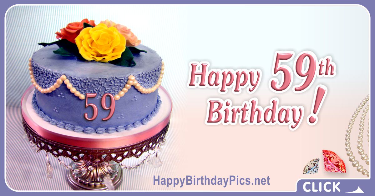 Happy 59th Birthday with Pearl Cake Card Equivalents