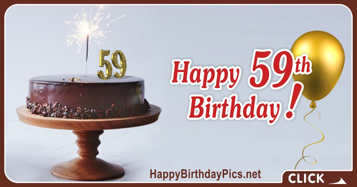 Happy 59th Birthday with Cake Sparklers Card Equivalents