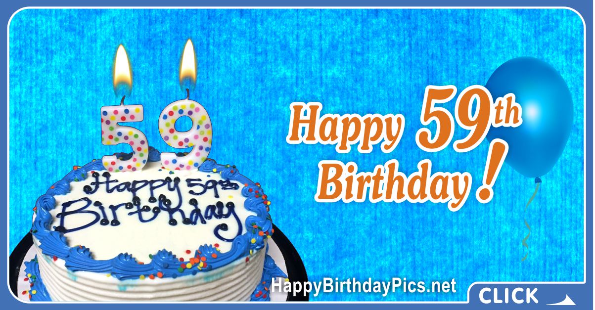 Happy 59th Birthday Video with Blue Ornaments Card Equivalents