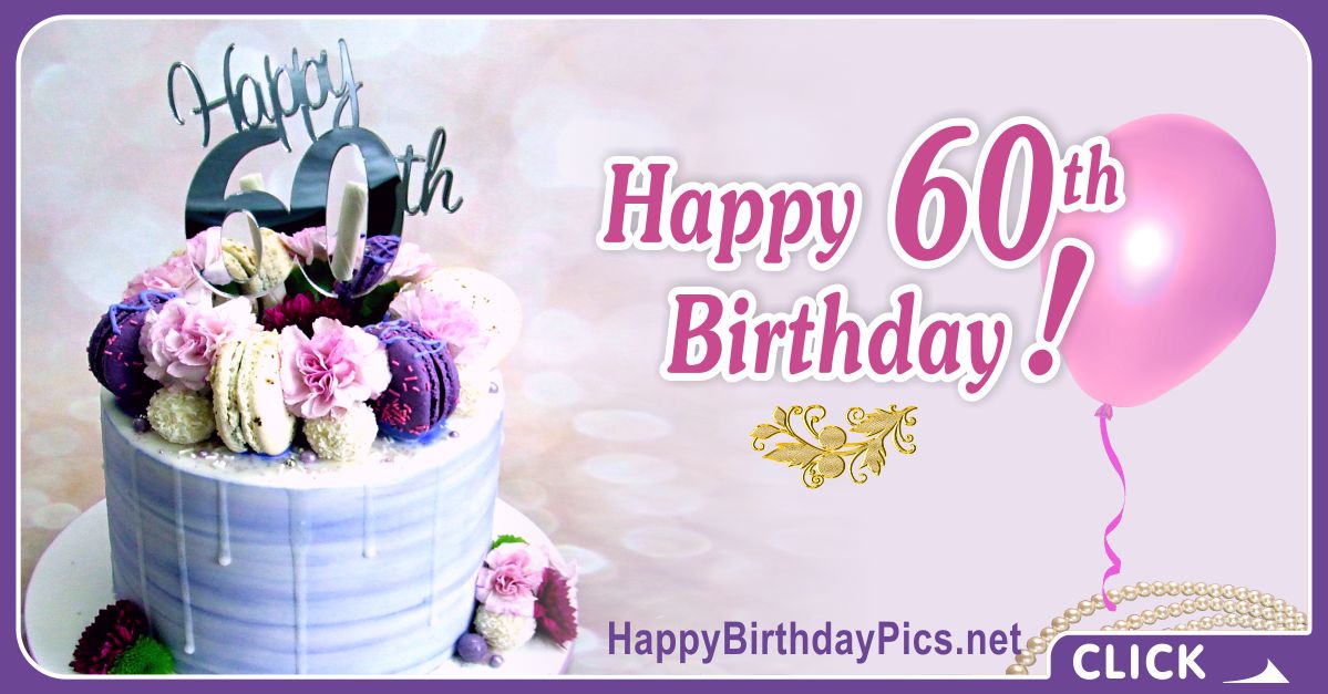 Happy 60th Birthday with Violet Macarons Card Equivalents