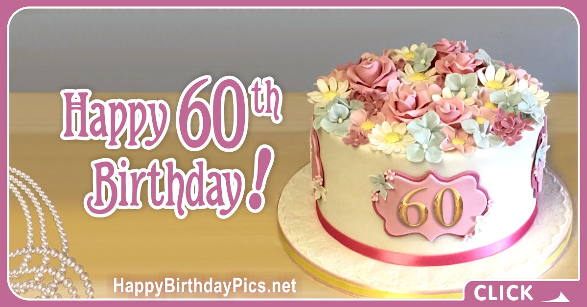 Happy 60th Birthday with Pastel Flowers Card Equivalents