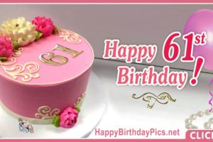 Happy 61st Birthday with Motif Cake
