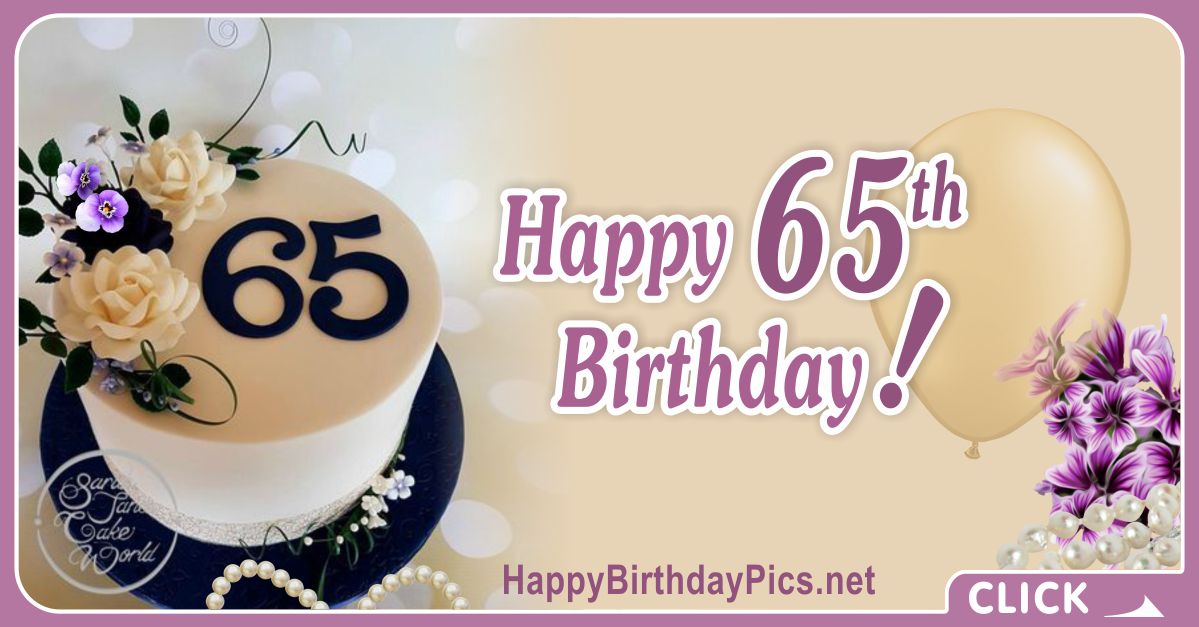 Happy 65th Birthday with Pearl Cake Card Equivalents