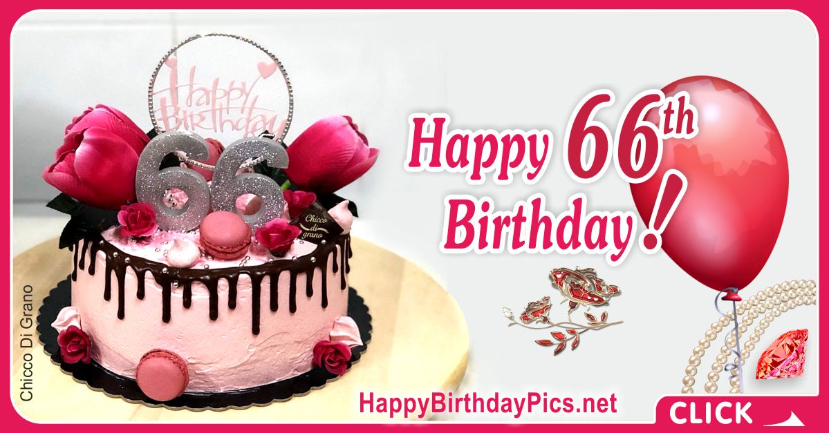 Happy 66th Birthday with Ruby Brooch Card Equivalents