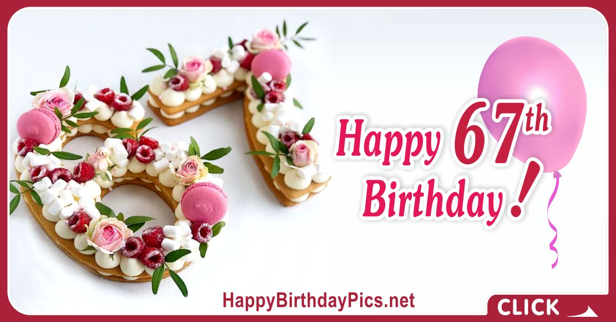 Happy 67th Birthday with Pink Macarons Card Equivalents