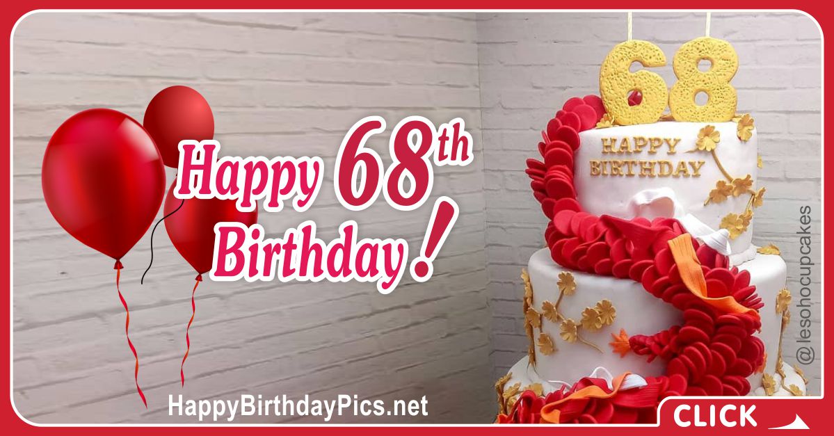 Happy 68th Birthday with Ruby Hearts Card Equivalents