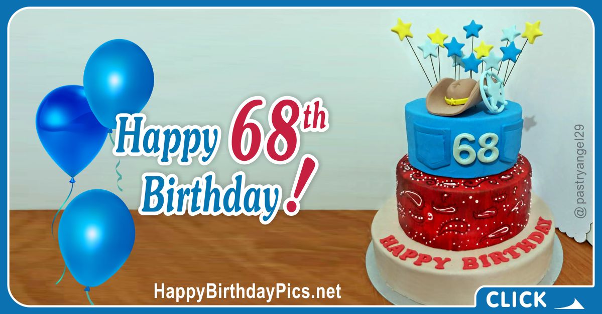 Happy 68th Birthday with Sheriff Cake Card Equivalents
