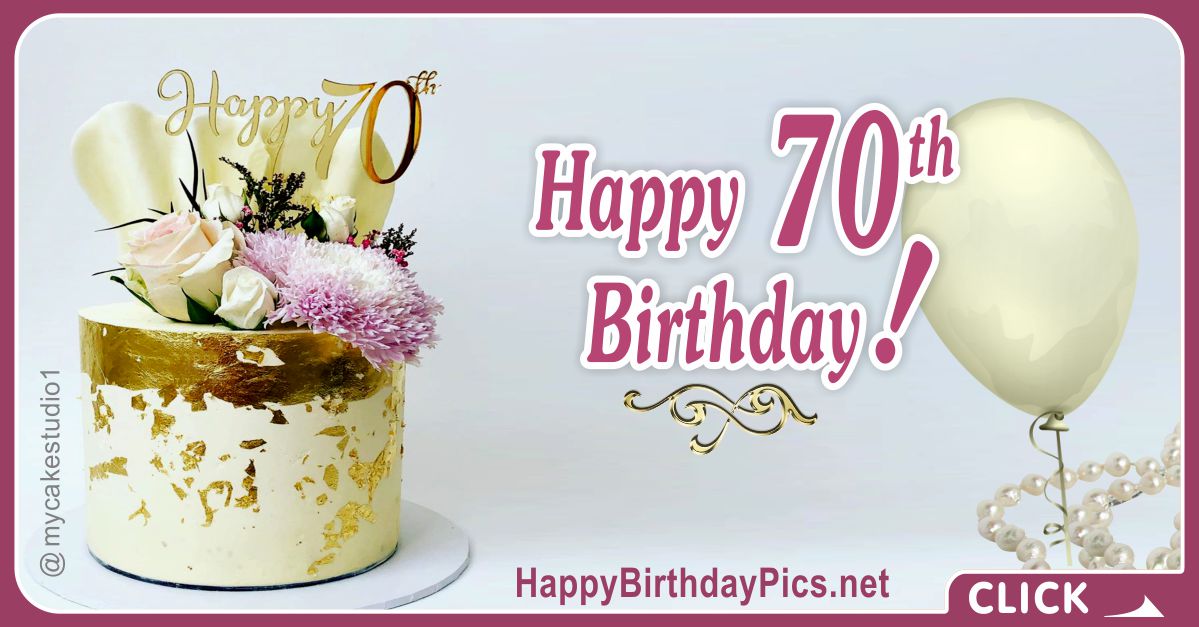 Happy 70th Birthday with Gold Leaf Card Equivalents