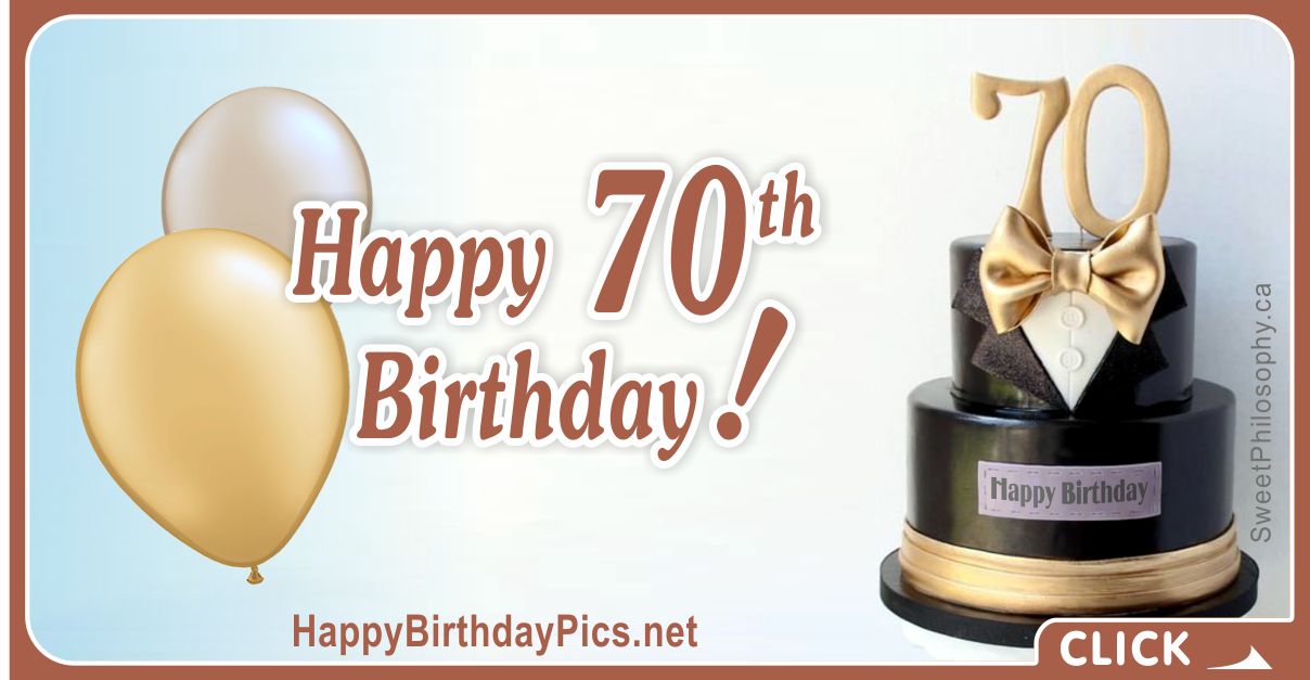 Happy 70th Birthday with Tuxedo Bow Tie Card Equivalents