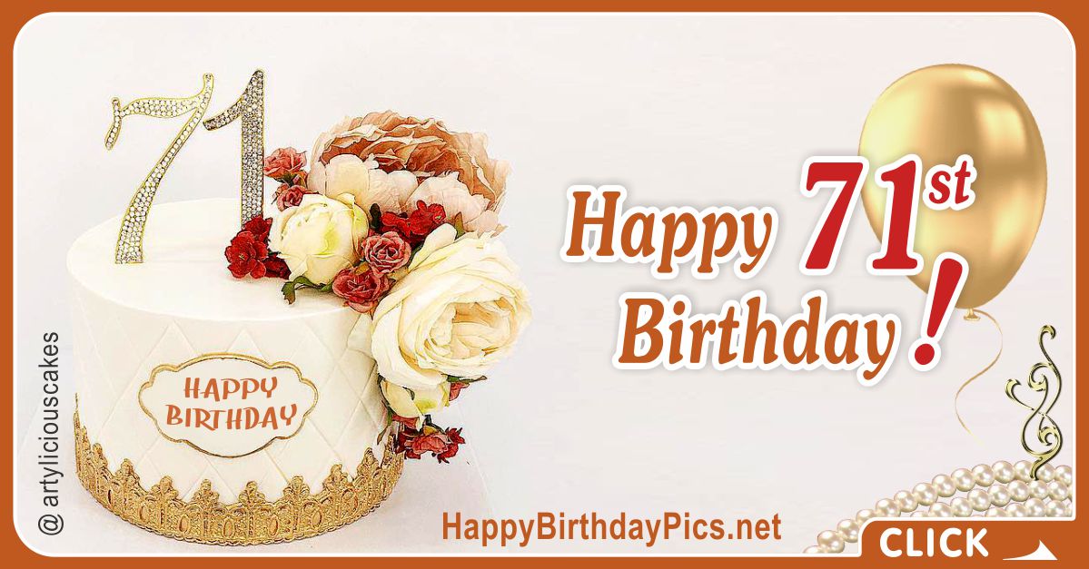 Happy 71st Birthday with Diamond Digits Card Equivalents
