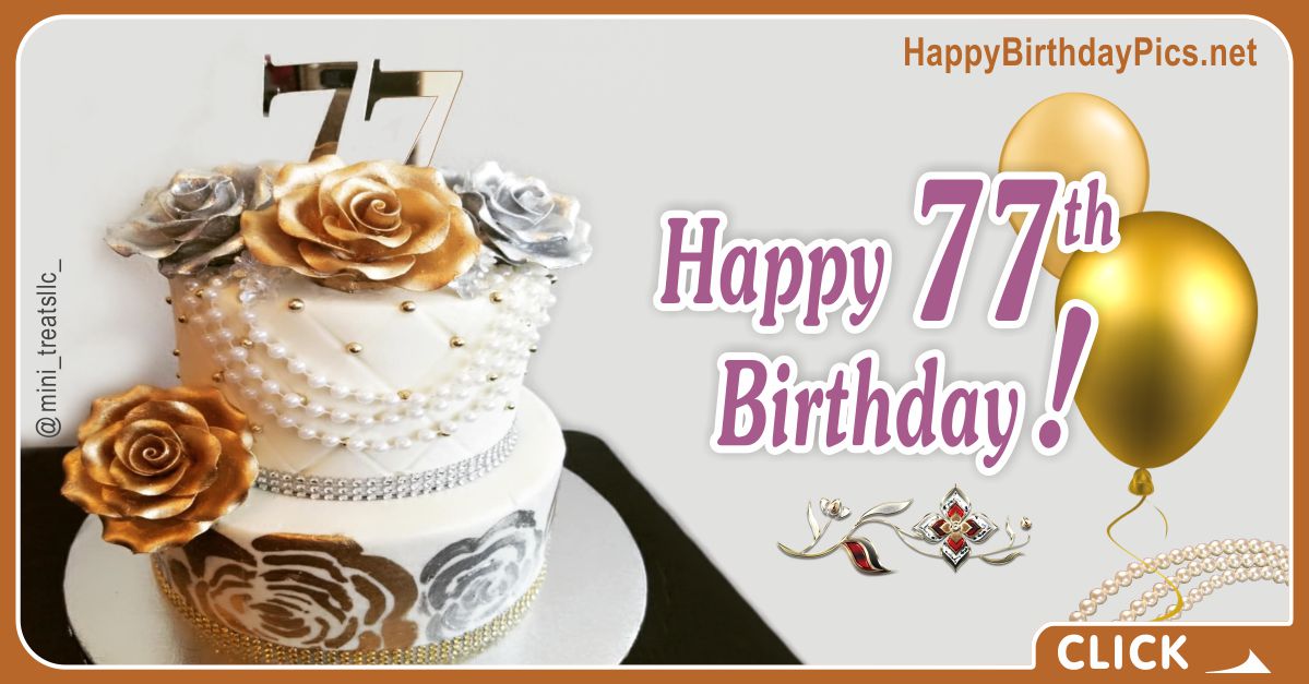 Happy 77th Birthday with Jewelry Cake Card Equivalents
