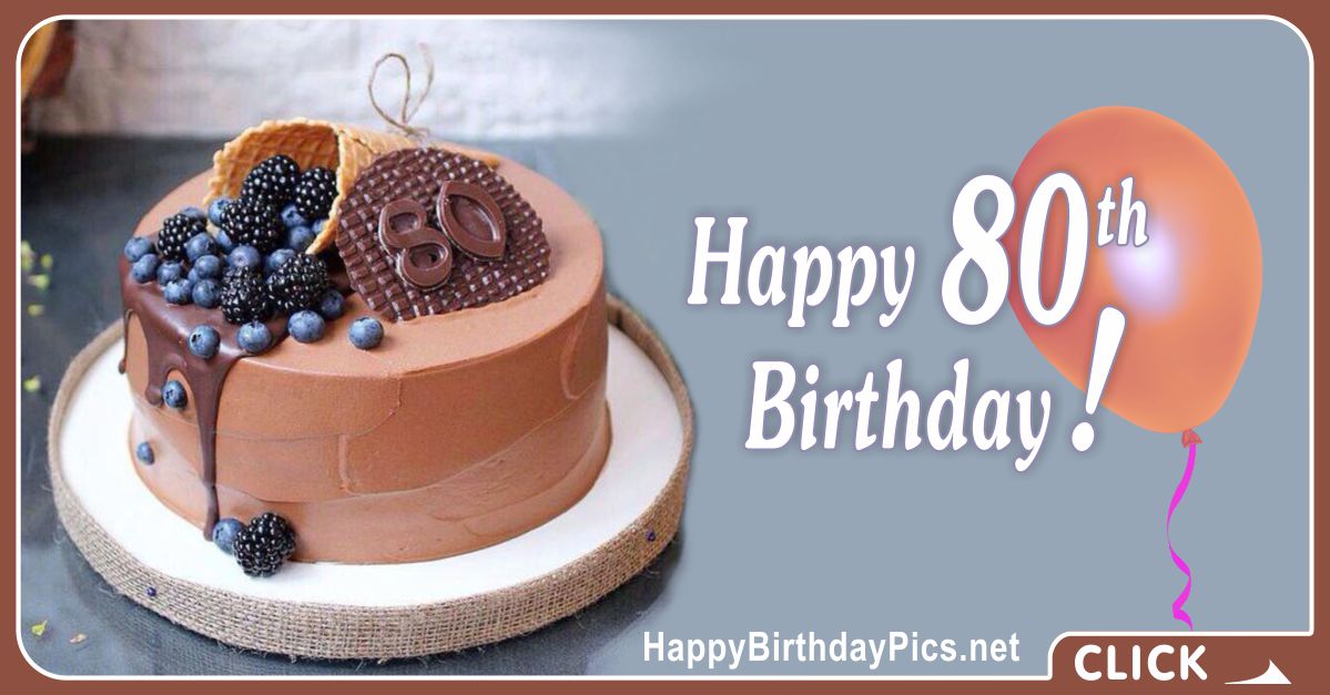 Happy 80th Birthday with Blueberry Cone Card Equivalents
