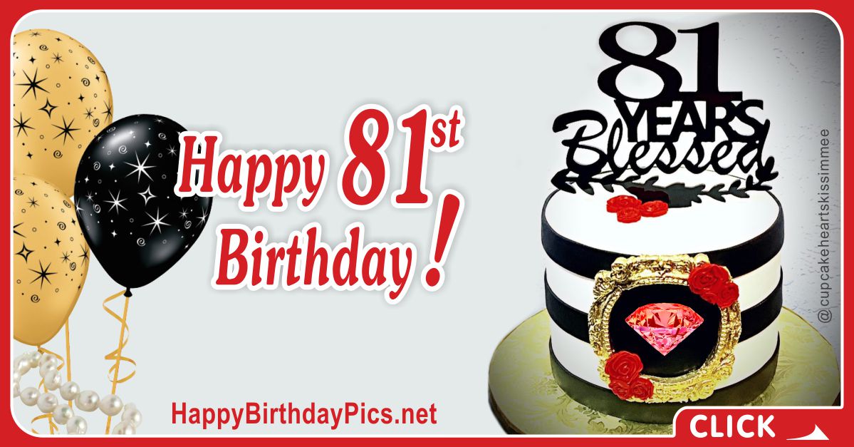 Happy 81st Birthday with Golden Frame Card Equivalents