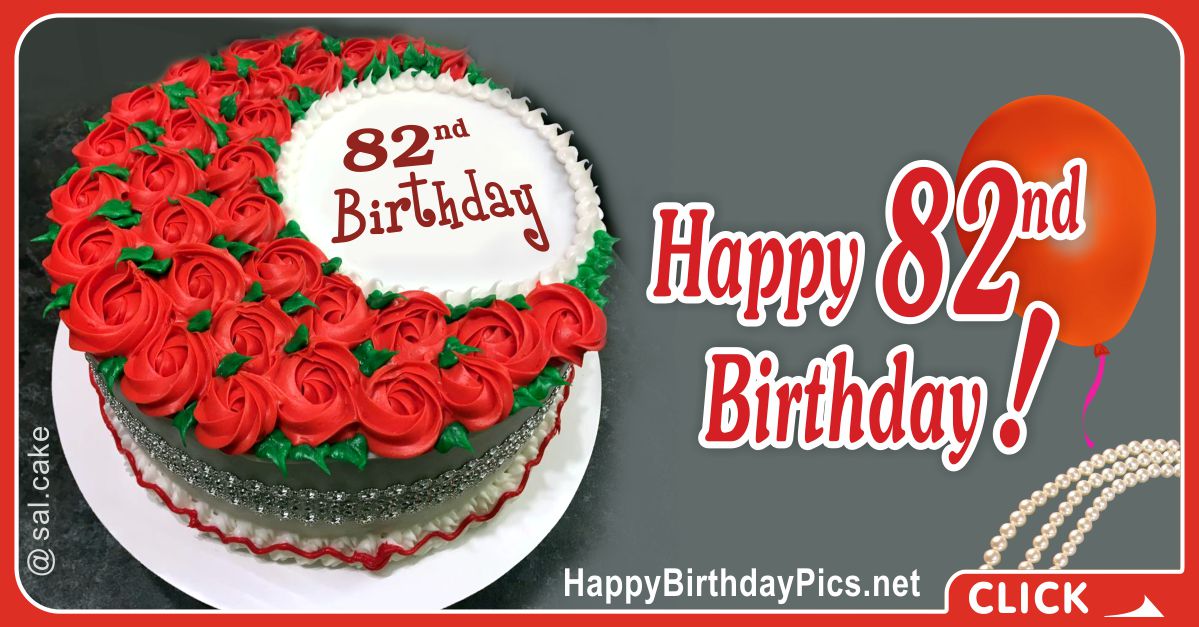 Happy 82nd Birthday with Red Roses Card Equivalents