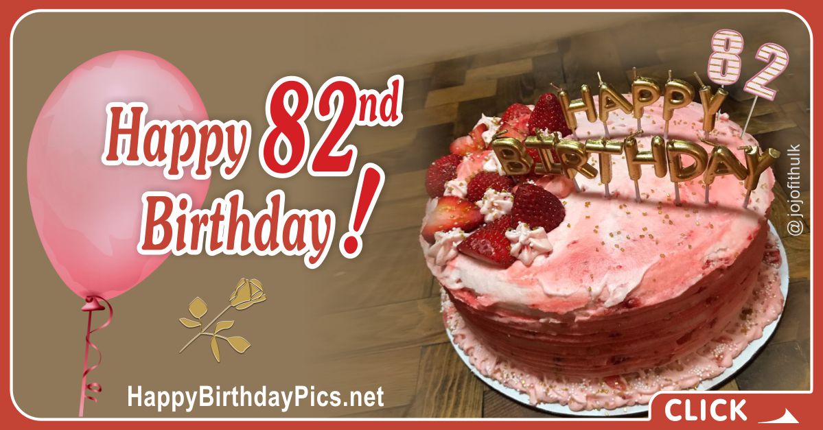 Happy 82nd Birthday with Golden Letters Card Equivalents