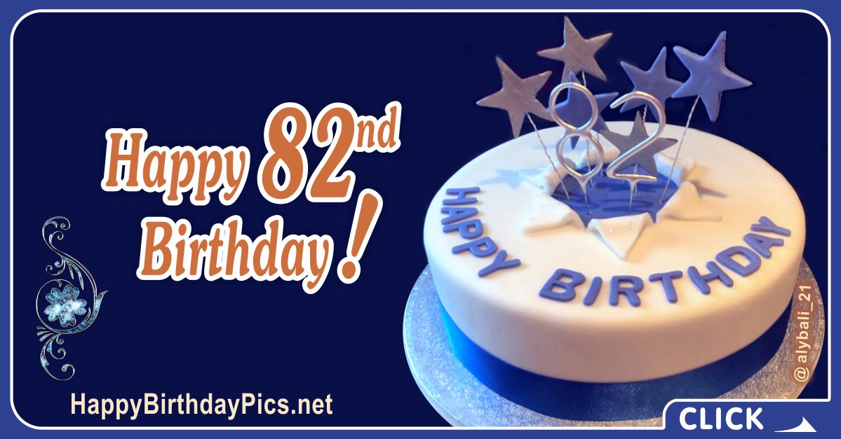 Happy 82nd Birthday with Blue Stars Card Equivalents