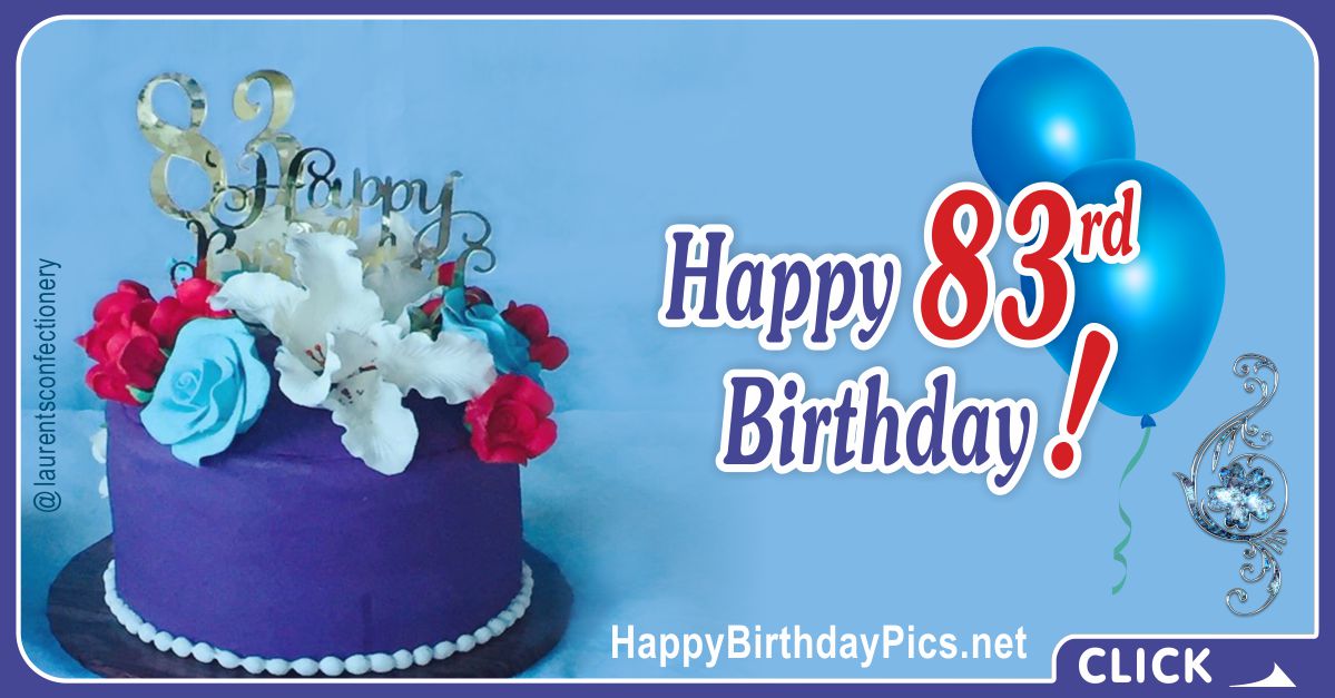 Happy 83rd Birthday with Pearls Cake Card Equivalents