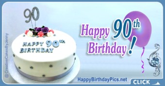 Happy 90th Birthday with Blue Gemstone