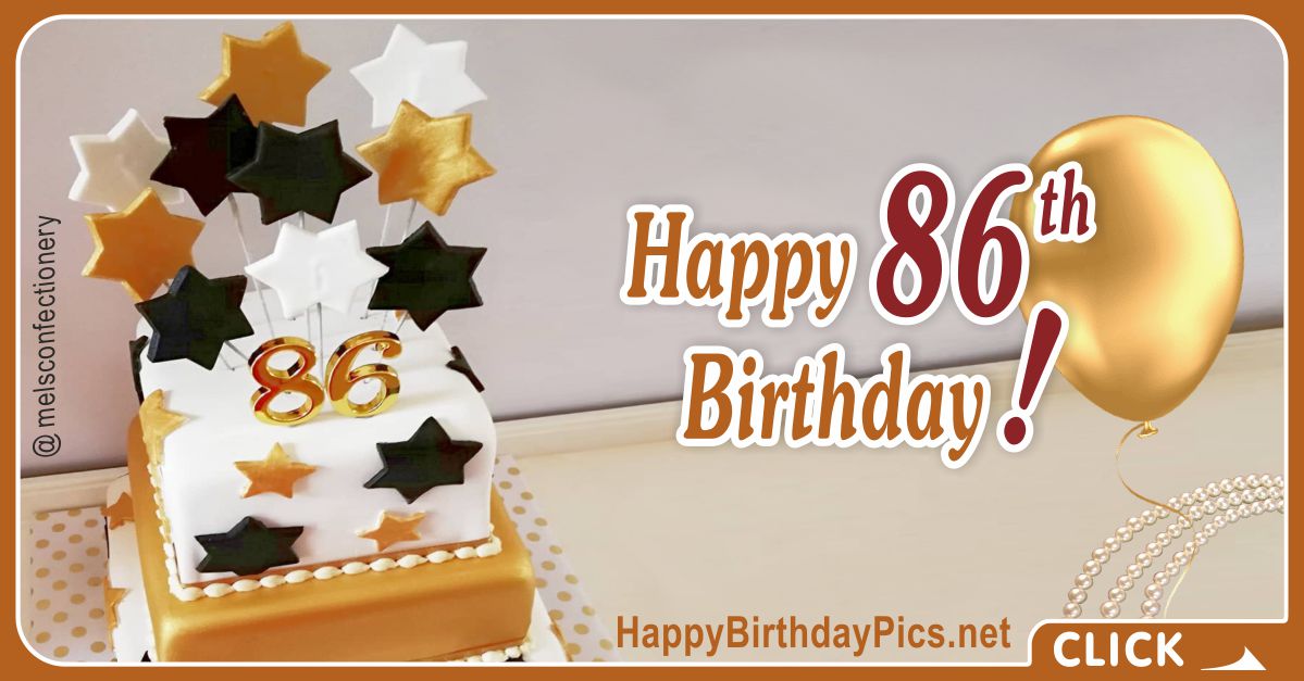 Happy 86th Birthday with Golden Stars Card Equivalents